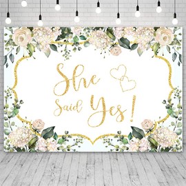 ABLIN 8x6ft She Said Yes Backdrop Pink Floral Bridal Shower Decorations Bachelorette Bride to Be Engagement Party Decorations She Said Yes Banner Photo Shoot Props