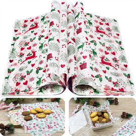 CAMKYDE 100 Pcs Christmas Wax Paper Sheets for Food，Grease Proof Christmas Deli Paper Sheets Holiday Wax Paper Sheets (Reindeer)