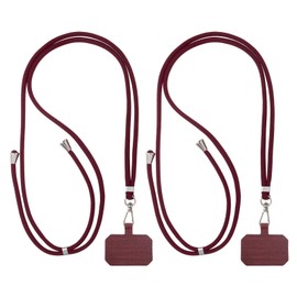 PATIKIL Smart Phone Lanyards, 2 Pack Universal Cell Phone Lanyards Adjustable Phone Strap Crossbody Lanyard Patch with Neck Strap Fits Most Smartphones, Burgundy