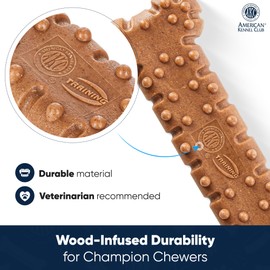 AMERICAN KENNEL CLUB AKC Training Wood-Infused Dog Chew Toy – Moderate Chewers, Durable & Long-Lasting, Beef Scented, Supports Dental Health – Multiple Shapes