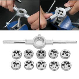 Screw Thread Tap Die Set, Portable Screw Taps and Dies Hand Tools External Thread Cutting Hand Tool Kit for Home DIY Garage Workshop Thread Processing Manual Threading