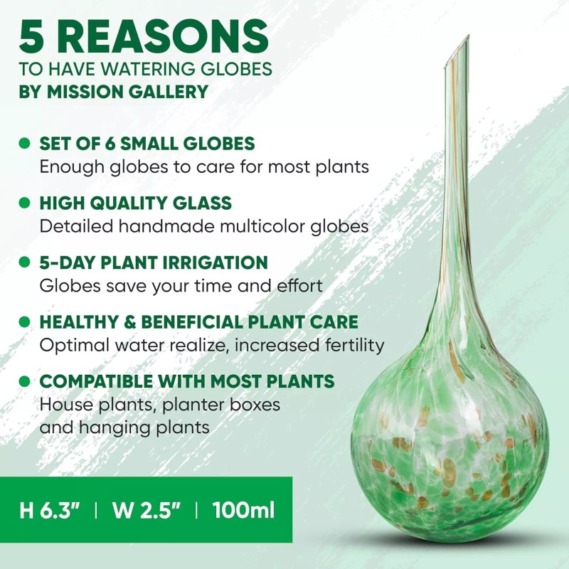 Mission Gallery Set Of 6 Small Glass Watering Globes For