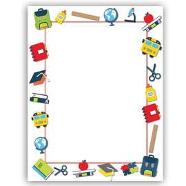 School Border Stationery USA Made Teacher Letterhead, 60 Letterhead Sheets, 8.5 x 11 Inches (School Supplies)