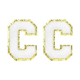 MECCANIXITY - Parches de felpilla con letras de 2.2 pulgadas, autoadhesivos, parches bordados para coser en letras, apliques para reparar ropa, jeans, zapatos, sombreros, bricolaje (blanco, paquete de