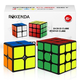 Roxenda Magic Cube Set of 2x2x2 3x3x3 Cube Smooth Puzzle Cube (Sticker cube set)