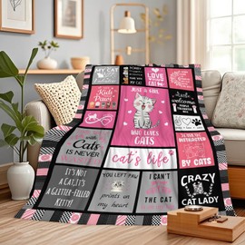 Gelasgo Cute Cat Throw Blanket - Ultra Soft Flannel & Fleece 100x130cm,Cat Lover Gift,Cat Mum Blanket,Cozy Warm Lightweight Sofa Bed Blanket,Machine Washable