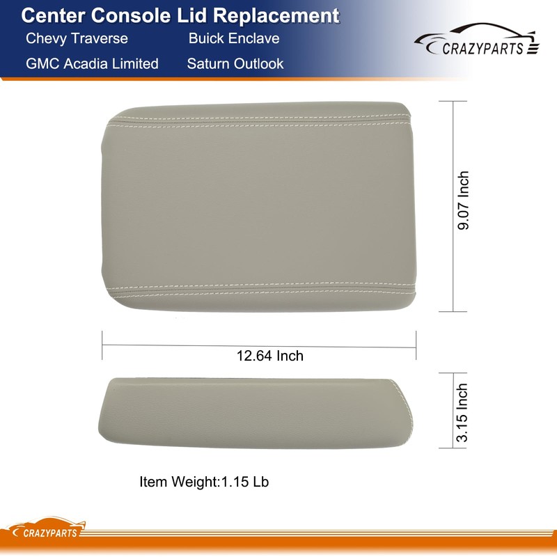 CRAZYPARTS Center Console Lid Fit for 2007-2017 Chevy Traverse, Enclave,