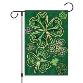 Louise Maelys Welcome St. Patrick's Day Garden Flag 12x18 Double Sided Vertical, Burlap Spring Small Lucky Shamrock Clover Yard Banner Sign Buffalo Plaid Home Outside Outdoor Decor