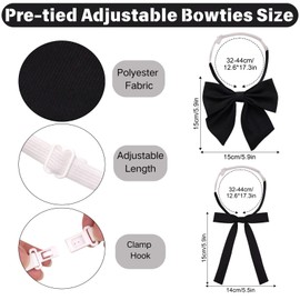 Sucrain 2pcs Western Bow Ties for Women Men,Black Pre-tied Adjustable Bowties for Wedding Graduation School Uniform