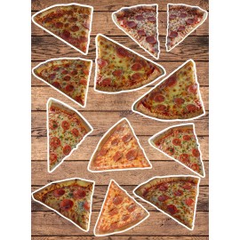 Handmade Pizza Slice Die Cut Stickers Set Laptop Sticker WaterBottle Sticker