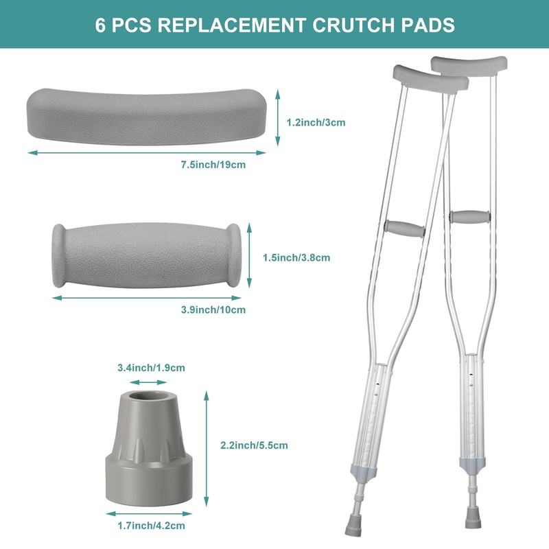Replacement Crutch Pads 6 Pieces Crutch Accessory Replacement Kit with