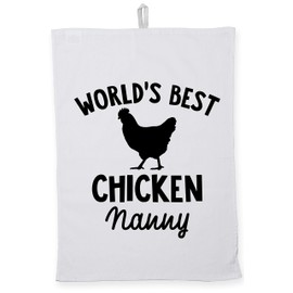 Hippowarehouse World's Best Chicken Nanny Tea Towel Eco Printed Dish Cloth Kitchen accessory 50cmx70cm 100% Cotton