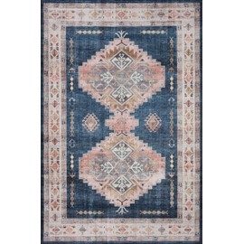 Loloi II Heidi Collection HEI-03 Denim/Blush 6'-0" x 9'-0" Area Rug