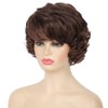 Kaneles Short Brown Curly Wavy Wig with Hair Bangs Synthetic