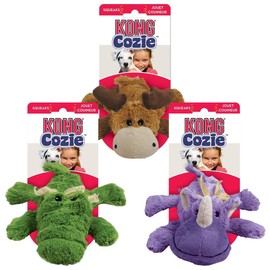 KONG Cozie Bundle Variety Pack - Cozie Marvin The Moose Plush Dog Toy, Ali The Alligator & Rosie The Rhino - Medium Size Plush Dog Toys