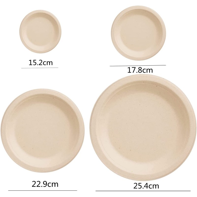 Pack of 100 Super Rigid Paper Plates, 100% Biodegradable and