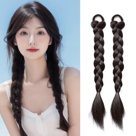 Natunofu Wig, Hair Extension, Braid, Baby Extension, Set of 2, Ponytail Ring, Wig, Twin-Tail, Braid, Wig, Dance, Hair Accessory, Ponytail, Hair Extension, Wig, Extension, Hair Accessory, Stylish,