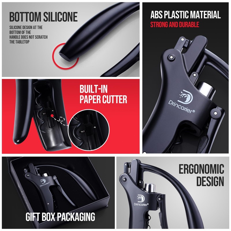 Drincarier Vertical Lever Corkscrew with Non-Stick Worm, Compact Rabbit Wine