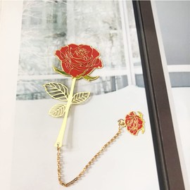 SSLBeryl Bookmarks for Book Lovers Book Marks for Reading Women Birthday Graduation Christmas Gifts for Her Cute Metal Bookmark Book Markers Stocking Stuffers for Teens (Rose)