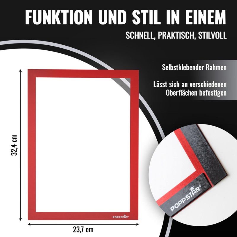 POPPSTAR 5x Magnetic Information Frames A4 Height 32.4 cm Width