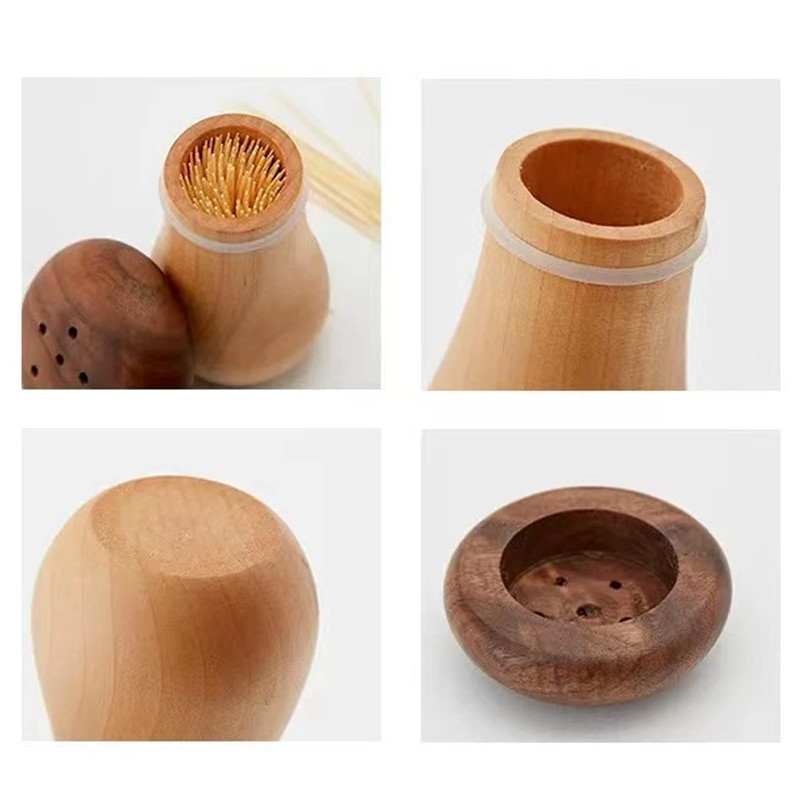 ieron Cute Mushroom Toothpick Holder Dispenser Wooden Toothpick Storage Box
