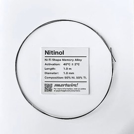 Smartwire Nitinol | 1 Meter Pre-Trained Shape Memory Alloy for Science, Education, and Research (1mm Diameter, 40ºC / 104ºF Activation Temperture)