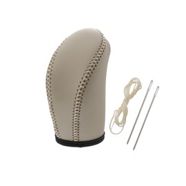 MACHSWON Car Gear Shift Knob Cover Automatic Transmission Boots Lever Faux Leather Sheath Beige for Nissan Pathfinder 2013-2020