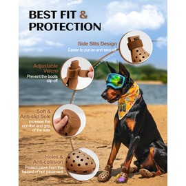 Dog Shoes for Hot Pavement - Dog Shoe for Small & Medium & Large Dogs, Dog Boots Paw Protectors, Easy ON & Off, Non-Slip, Waterproof, Easy-Clean Dog Booties for Beach and Snow (Brown, Medium)