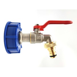 IBC Outlet Tap Ball Outlet Valve 3/4 Inch Long Version for IBC Tank 600/1000L Coarse Thread S60 x 6 Matt Chrome-Plated Plug Connection Professional Quality