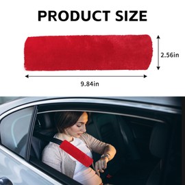 wuyaoyao 2PCS Car Seat Belt Pads Shoulder Cover, Soft Plush Auto Seat Belt Pad for Protecting Neck and Shoulder, Universal Car Shoulder Strap Cushion Protector for Adults Kids Women Men (Red)
