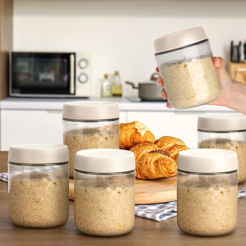 EONJOE 6-Pack 16oz Glass Jars with Lids for Food Storage
