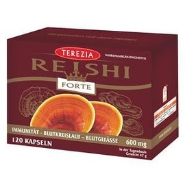 TEREZIA Reishi Forte 120 Capsules, 100% Natural Reishi Mushroom Powder, Immune and Circulatory Support, Beta Glucans, Suitable for Vegans