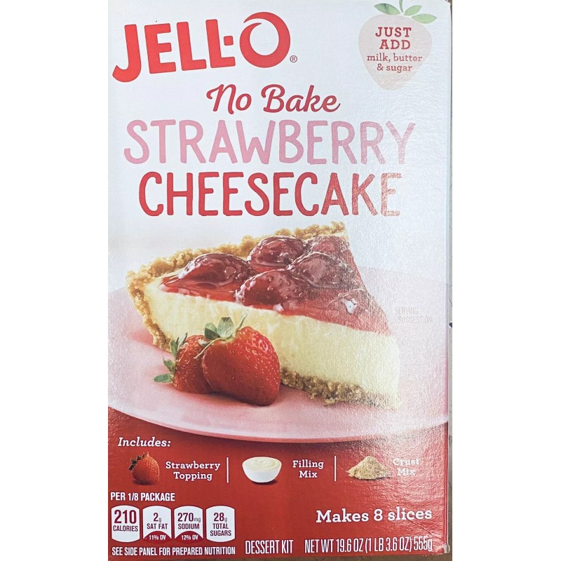 JELL-O 2x Jello No Bake STRAWBERRY CHEESECAKE Jell-O 19.6 oz