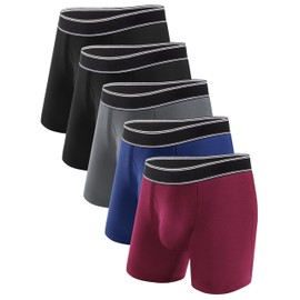 TIICHOO Washable Incontinence Underwear for Men Cotton Leakproof Underwear 5 Pack(XX-Large, 2 Black/Gray/Navy Blue/Burgundy)