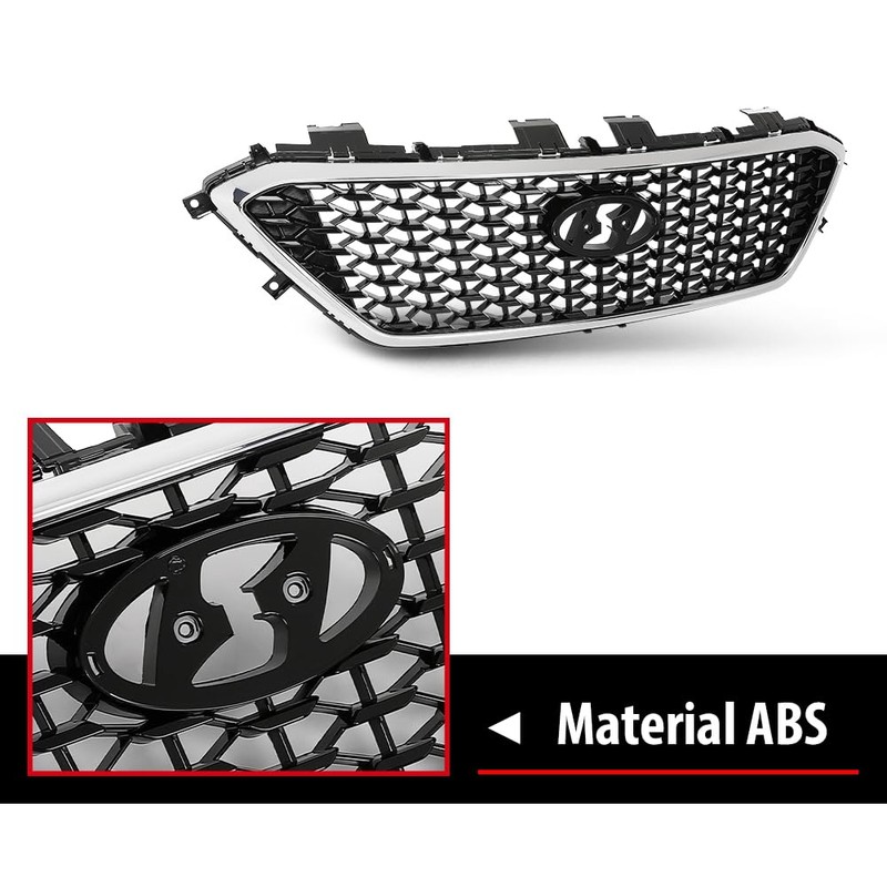 Front Upper Grille, Fit Hyundai Sonata 2015 2016 2017 W/o