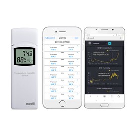 Ecowitt Wireless Digital Thermometer Hygrometer Monitor - Indoor Outdoor Temperature Humidity Meter, WH31(WN31) LCD Multi Channel Sensor (1 PC) for Home Office