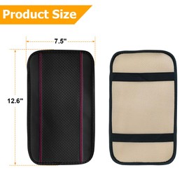 Osilly Armrest Pad for Car, PU Leather Auto Center Console Cushion Mat, Four Seasons Automotive Armrest Seat Box Cover, Universal Vehicle Interior Accessories for SUV, Truck, Van (Black/Pink)