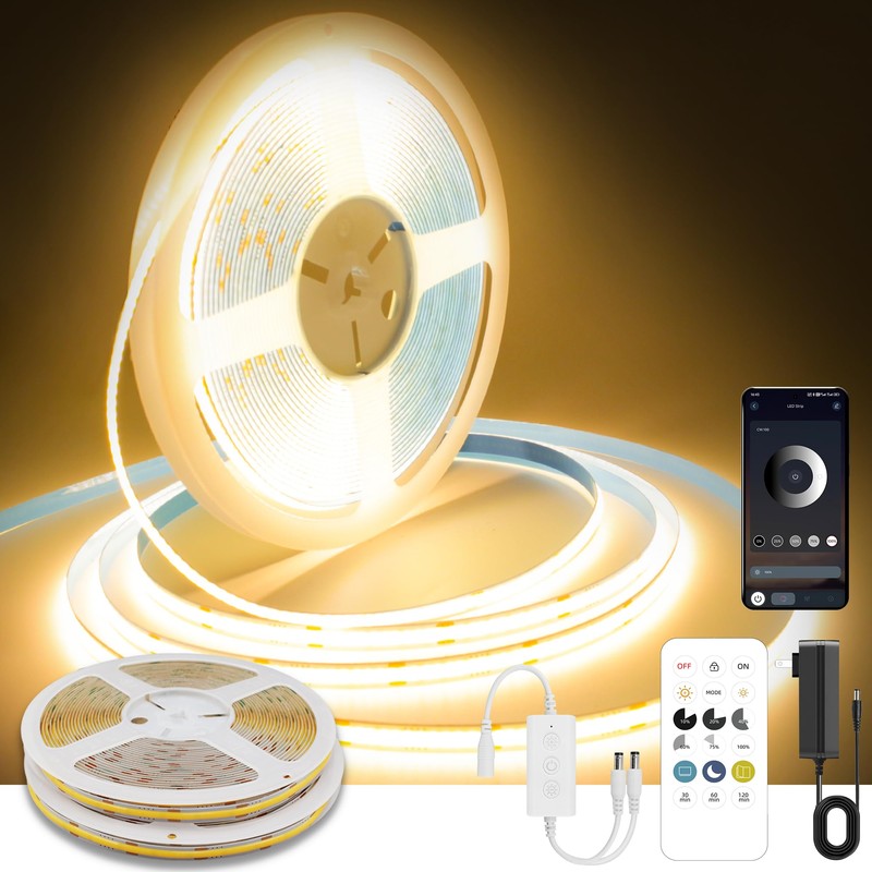Pandery COB LED Strip Lights Warm White,24V Dimmable led Light