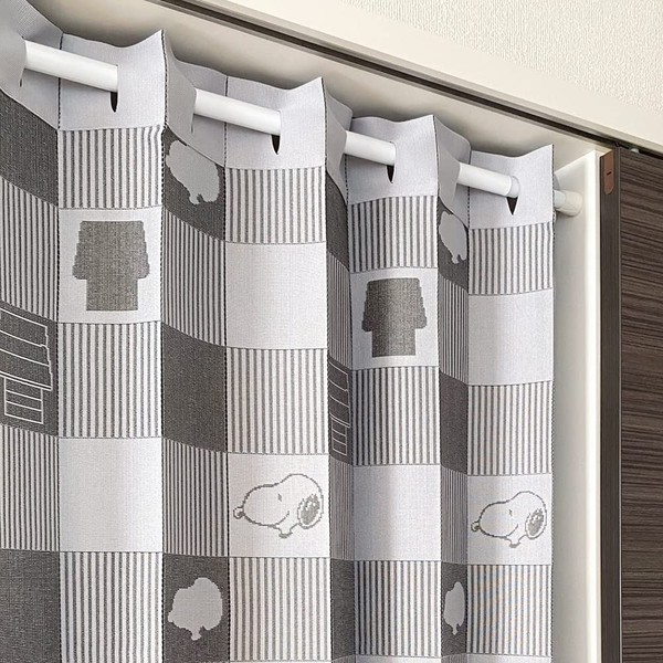 Noren Kobo 11594 Accordion Curtain, Drape Curtain, Room Divider Curtain, 39.4 inches (100 cm), Width 98.4 inches (250 cm), Snoopy Snoopy 2-Tone, Gray
