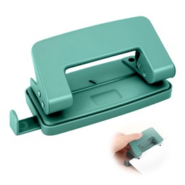 2 Hole Punch, Metal Green Two Hole Punch for Crafts, 8 Sheet Capacity, Adjustable Manual Paper Puncher Office Punchers for A4/A5/B5 Looseleaf Book and Home Supplies