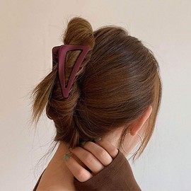 IYOU French Matte Hair Claw Blue Plastic Triange Hair Claw Grips Medium Nonslip Hair Jaw Clips for Women and Girls(4 Pcs)