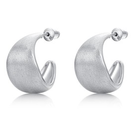 FRUMOS 18K Gold Plated Hoop Earrings, Brass Metal, 925 Sterling Silver Post, Ideal Gift for Women & Girls, Matte Surface