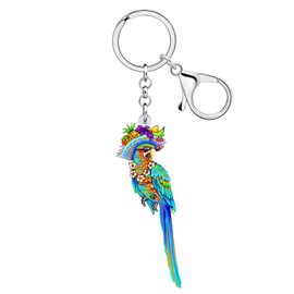 RAIDIN Acrylic Cute Parrot Keyring for Women Girls Scarlet Macaw Key Ring Gifts for Car Handbag Keys Bird Lovers Accessories, blue