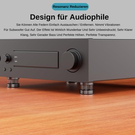 Monosaudio 4 x HiFi Speaker Stands Feet HiFi Spikes Pad Device Feet Aluminium Shock Absorber Feet Absorber Feet HiFi Coaster for Amplifier Turntable Subwoofer (Black, SP4438)