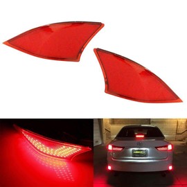 iJDMTOY Red Lens 69-SMD LED Bumper Reflector Lights Compatible With 2014-19 Lexus IS250 IS350 IS200t IS300, Function as Tail, Brake & Rear Fog Lamps