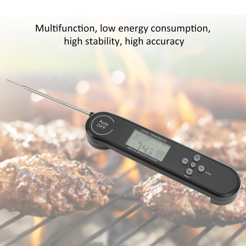 Digital Multifunction Food Thermometer Folding 180° Rotation Probe 22℉572℉ 30℃300℃