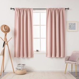 DUALIFE Blush Pink Curtains for Bedroom Small Windows - 45 Inch Length Rod Pocket Thermal Insulated Block Out Soundproof Curtains for Living Room Set of 2 Panels (Blush Pink 54x45)