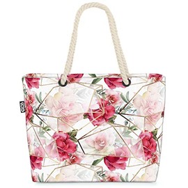 VOID Rose Greenhouse Design Beach Bag Shopper 58 x 38 x 16 cm 23L XXL Shopping Bag Travel Bag Beach Bag