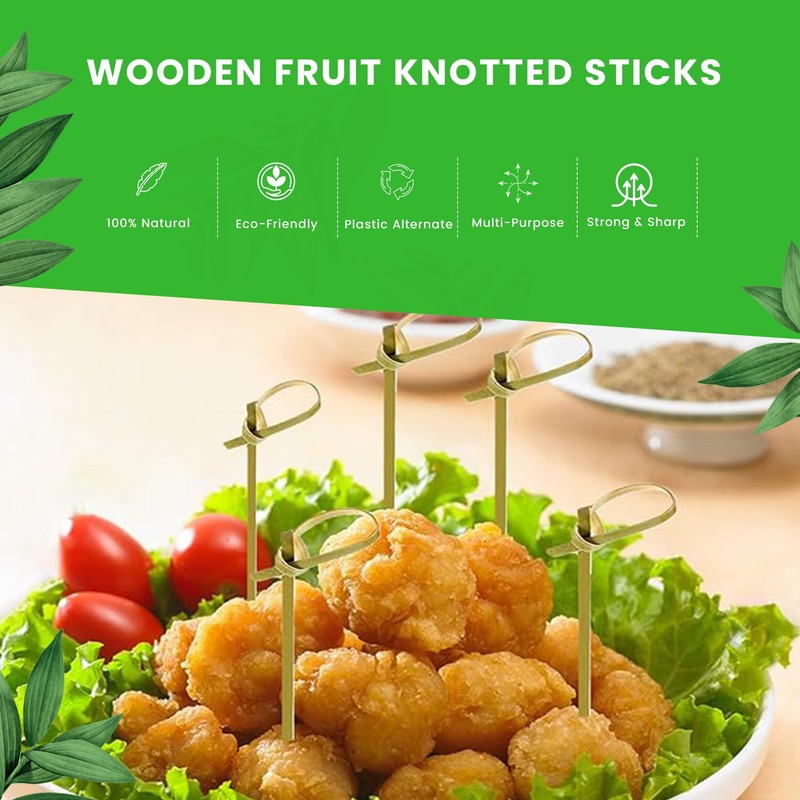 CANAPE KING Disposable Bamboo Skewers - 100pcs Natural Fruit Sticks