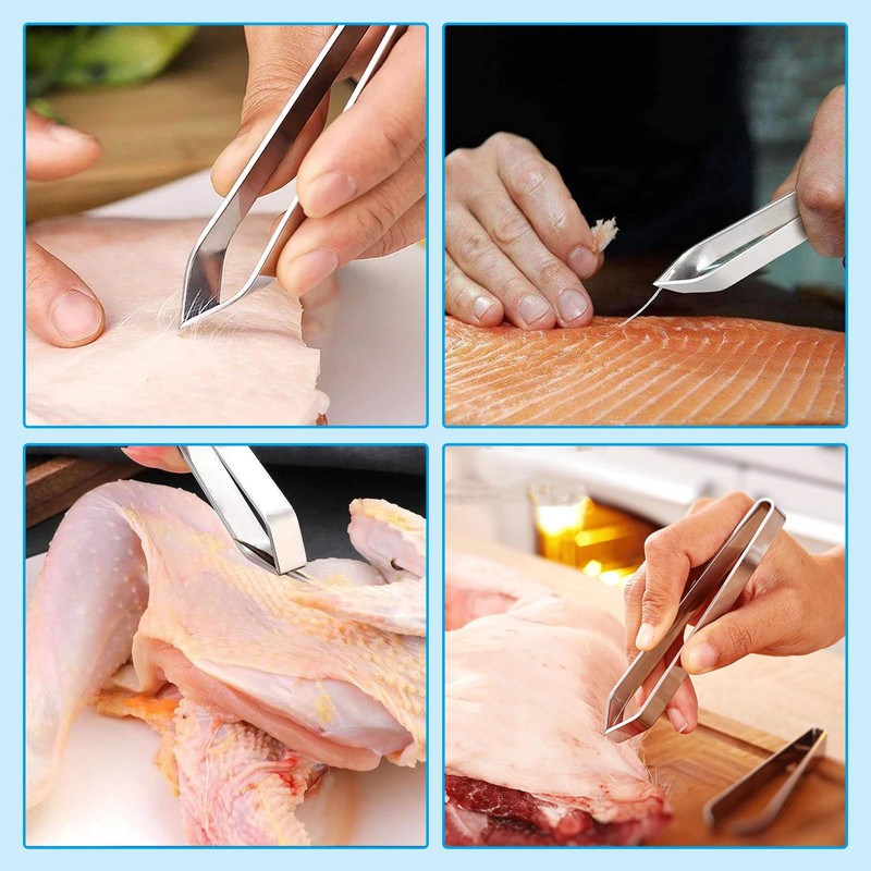 Coollooda Boning Fish Bone Tweezers, Stainless Steel, Set of 6,
